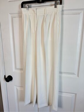 FUNYYZO High-Rise Off White Wide-Leg Trousers
